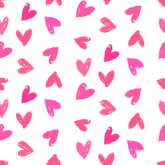 Velentine's day pattern with hand painted hearts.