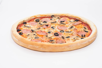 pizza, delicious, cheese, ham, ketchup, Italian, appetizing,   for beer