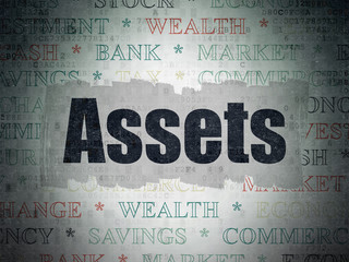 Banking concept: Assets on Digital Data Paper background