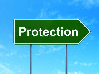 Safety concept: Protection on road sign background