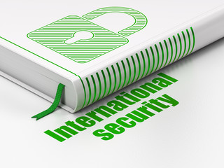 Security concept: book Closed Padlock, International Security on white background