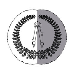 emblem compass school tools icon, vector illustration design