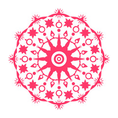 Round mandala. Red floral pattern, Arabic, Indian, Islamic. Ottoman ornament. Vector illustration for greeting cards, banners, invitations prints etc