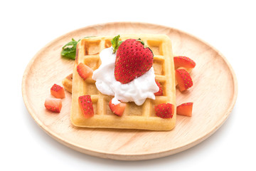waffle with strawberry on white