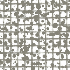 Vector seamless pattern, tile with inc splash, blots, smudge and brush strokes. Grunge red endless template for web background, prints, wallpaper, surface, wrapping, repeat elements for design