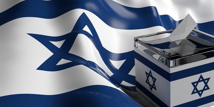 Ballot box on Israel flag background, 3d illustration