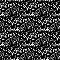 Art deco vector floral pattern in black and white.