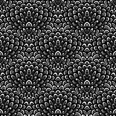Art deco vector floral pattern in black and white.
