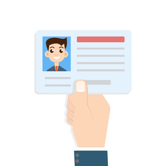 Car driver license in hand.Holding the id card two