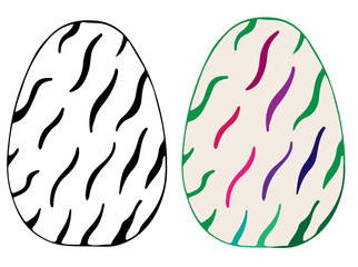 Easter egg for coloring book and design elements