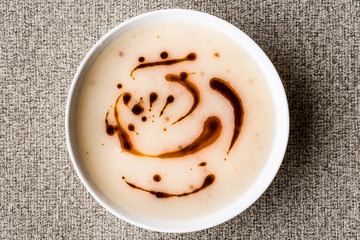 Turkish Soup Dugun Corbasi with fried butter sauce.