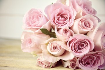 Grußkarte - rosa Rosenstrauß - Nostalgisch 
