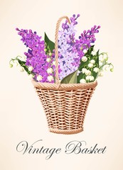 Vintage basket with flowers