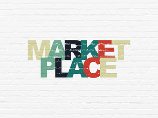 Marketing concept: Marketplace on wall background