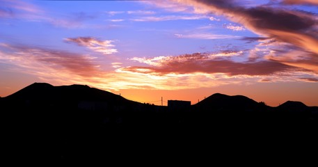 Obraz premium Landscape with sunset over Lanzarote. Canary Island. Spain.