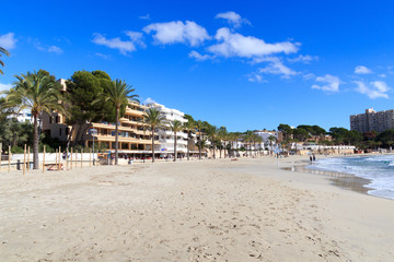 Peguera beach panorama and Mediterranean Sea on Majorca, Spain