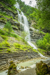 aterfall in the spanish national park Ordesa and Monte Perdido, Pyrenees