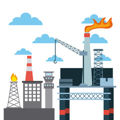 Fototapeta premium oil industry rig over sky background. colorful design. vector illustration