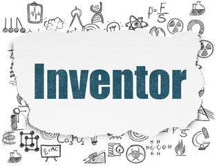 Fototapeta premium Science concept: Inventor on Torn Paper background
