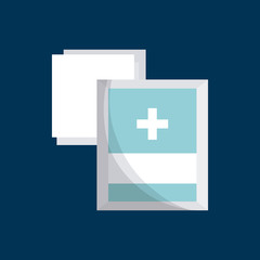 Fototapeta premium medicine equipment of first aid over blue background. colorful design. vector illustration