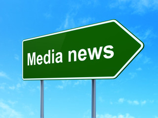 News concept: Media News on road sign background