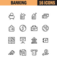 Banking flat icon set.