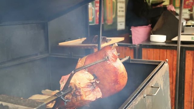 Traditional cooked pork leg on a Prague dish Feb 07, 2017 Prague  Czech Republic.