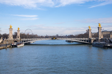 Paris, pont Alexandre III, bridge on the Seine in winter