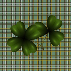 Patrick's Day. Clover leaf translucent image. Background in the cell in the Irish style. illustration