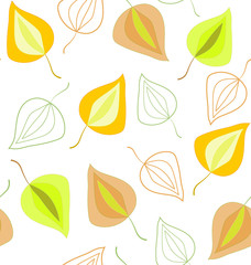 Pattern with colorful leaves. Vector seamless pattern