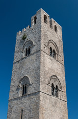 Fototapeta na wymiar View of the Bell Tower for the Cathedral of Erice in Sicily, Italy.