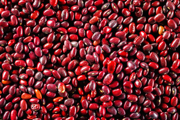 Closeup image of red haricot beans background.