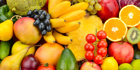Naklejka na ściany i meble beautiful background of a set of vegetables and fruits