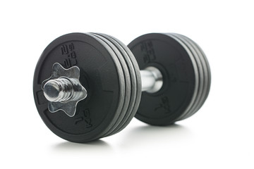 Black metal dumbbell.