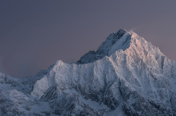 Fototapeta premium Gerlach, highest peak of Tatra mountains, winter