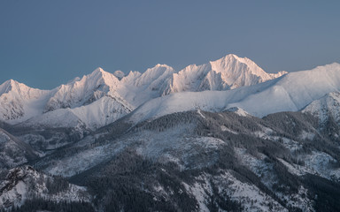 Obraz premium Winter Tatra mountains,High Tatra range, Poland, Slovakia