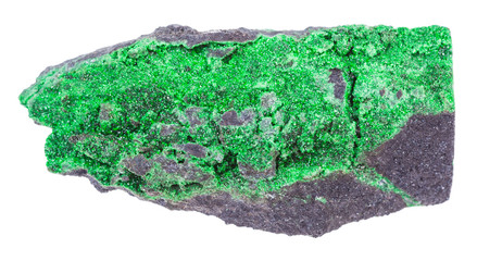 druse of uvarovite crystals on stone isolated