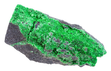 uvarovite crystals on rock isolated