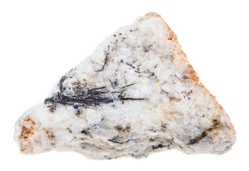 Ludwigite stone needles in rock isolated