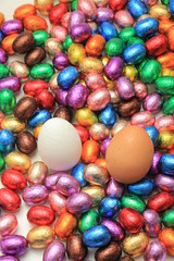 Chocolate and hen easter eggs