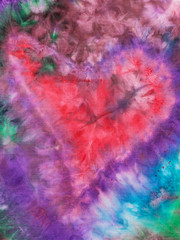 styled red heart hand painted on silk batik