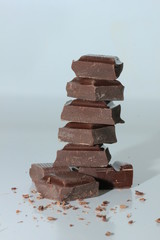 Pieces of a dark chocolate bar
