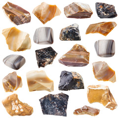 collection of tumbled and raw flint stones