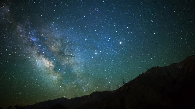 Astro Time Lapse of Milky Way & Moon Rise over Sierra Nevada Mtns