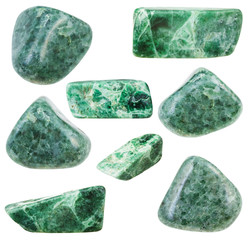 collection of various tumbled green jadeite stones