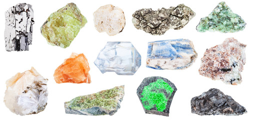 collection of various natural mineral crystals