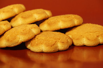 sweet corn cookies isolated on a dark background