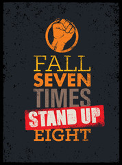 Fall Seven times, Stand up Eight. Quote, Sketched Vector Artwork