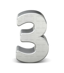 3 zahl silber 3d number silver struktur