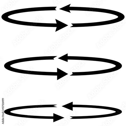  Three Black Arrows With Parts Circles In Flatness Double Direction 